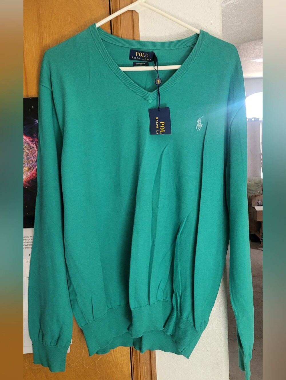 Polo by Ralph Lauren Men's V-Neck Sweater - Teal Green